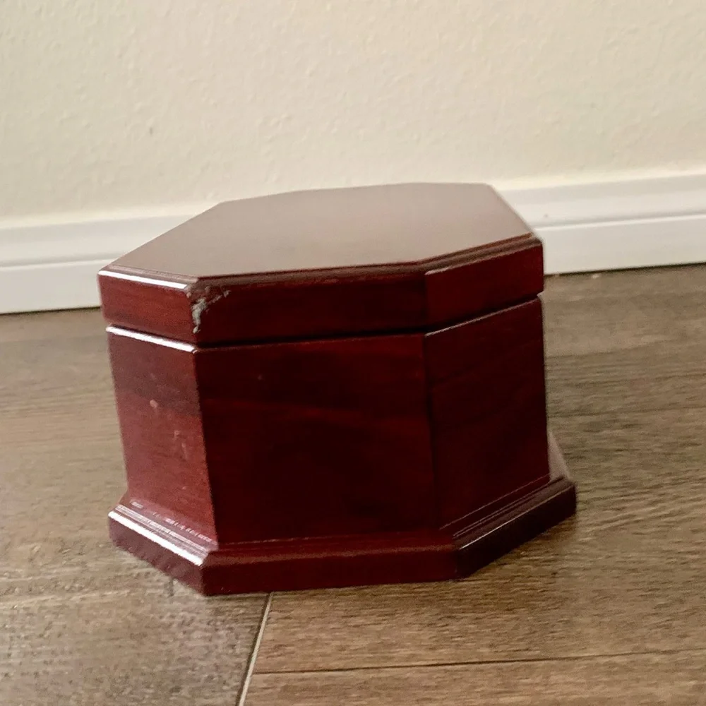vintage octagon Wooden Jewelry Box With Mirror